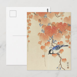 Cartão Postal Impressão de Arte Japonesa de Pássaros Vintage Oha