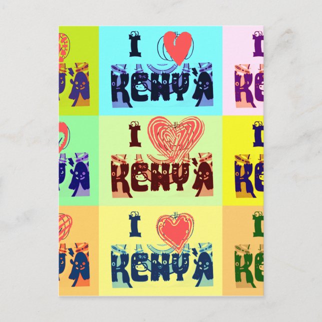 Cartão Postal Impressão de Arte Pop Souvenir de Viagem do Quênia (Frente)