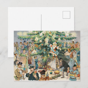 Cartão Postal Impressão de Arte Vintage de Natal Sátira Eduardia