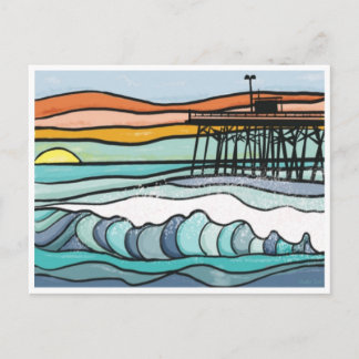 Cartão Postal Impressão de Cais Sunset Oceano