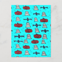 Cartão Postal Impressão de Dia das Bruxas de Diversão Azul