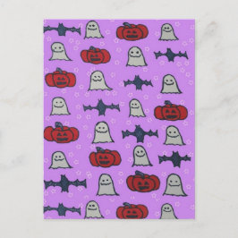 Cartão Postal Impressão de Diversão do Halloween Roxo