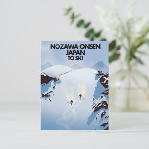 Cartão Postal Impressão de esqui de Nozawa Onsen no Japão.