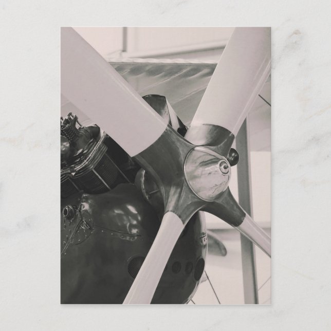 Cartão Postal Impressão de Fotografia Vintage Propeller Plane. (Frente)