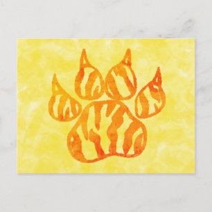 Cartão Postal Impressão de Garra de Tigre em Aquarela Personaliz