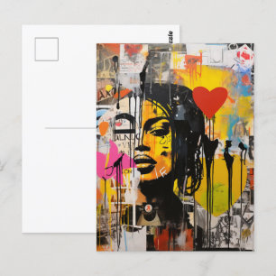 Cartão Postal Impressão de Grunge do Grafite do namorados