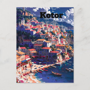 Cartão Postal Impressão de Kotor Decoração de Casa de Kotor Arte
