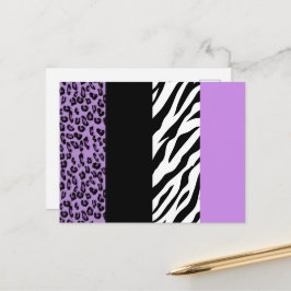 Cartão Postal Impressão de leopardo, impressão de zebra, impress