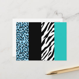 Cartão Postal Impressão de leopardo, Impressão de zebra, Impress