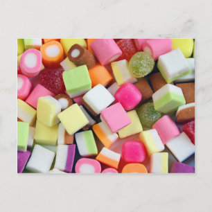 Cartão Postal Impressão de mistura de doces de festa colorida