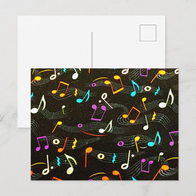 Cartão Postal Impressão de Moda com tema musical (Frente/Verso)