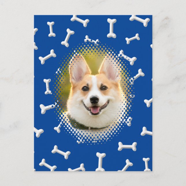 Cartão Postal Impressão de moldura de cachorro com padrão de oss (Frente)