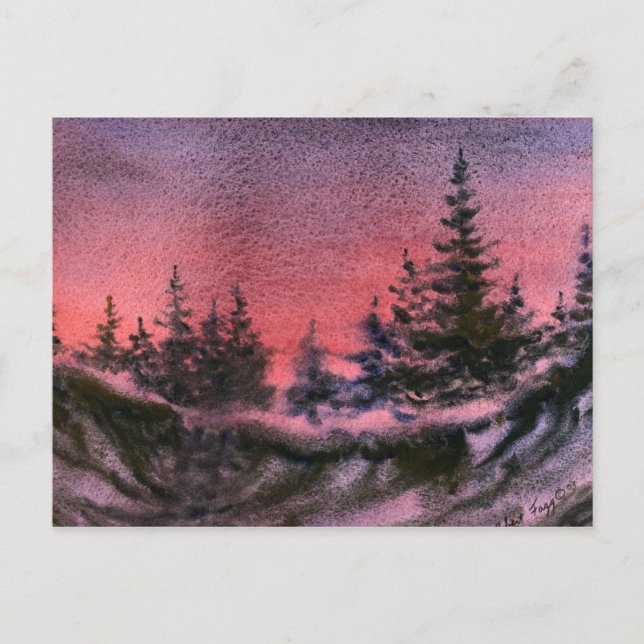 Cartão postal Impressão de Paisagem de Neve (Frente)
