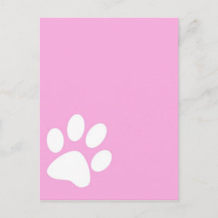Cartão Postal impressão de pata de animal cor-de-rosa