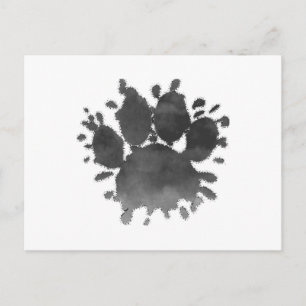 Cartão Postal Impressão de Pata de Cachorro Aquarela Pata de Can
