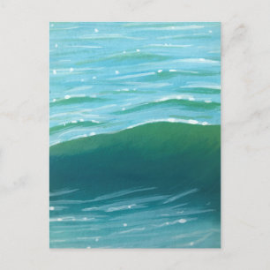 Cartão Postal Impressão de pintura de ondas azuis e verdes cinti