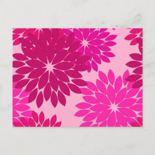 Cartão Postal Impressão de Quimono Floral Moderno, Rosa, Fúcsia