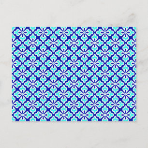 Cartão Postal Impressão de quimono, turquesa e azul de cobalto