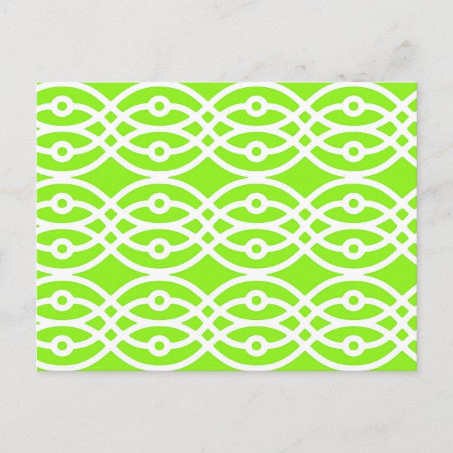 Cartão Postal Impressão de quimono, verde lima e branco (Frente)