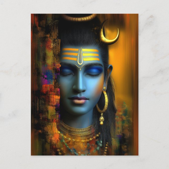 Cartão Postal Impressão de Senhor Shiva: Arte Visionária Abstrat (Frente)