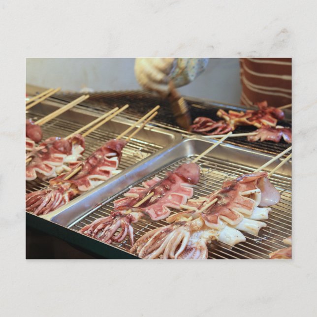 Cartão Postal Impressão de Taiwan/Lulas grelhadas (Frente)