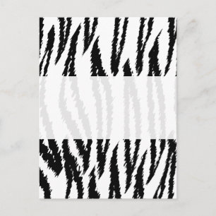Cartão Postal Impressão de Tigre Preto e Branco. Padrão de Tigre