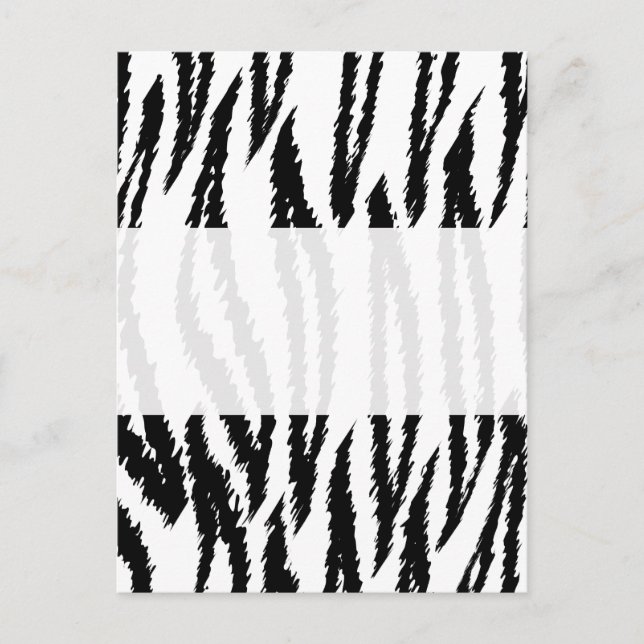 Cartão Postal Impressão de Tigre Preto e Branco. Padrão de Tigre (Frente)