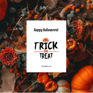 Cartão Postal Impressão de "Truque ou Tratar" de Halloween, Na m