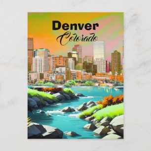 Cartão Postal Impressão de Viagem da Cidade de Denver Colorado,