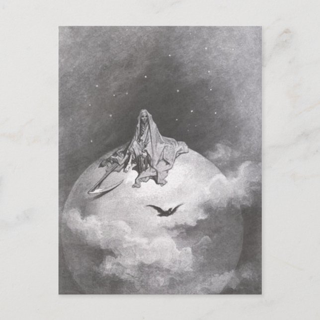 Cartão Postal Impressão dos Sonhos Raven de Poe (Frente)