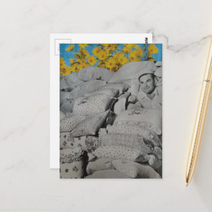 Cartão Postal Impressão Floral Preto Branco Farinha Amarela Gira