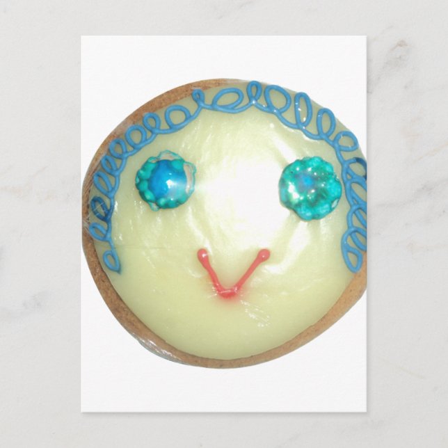 Cartão Postal Impressão/Gráfico de Cabelo Azul Emoji Art (Frente)