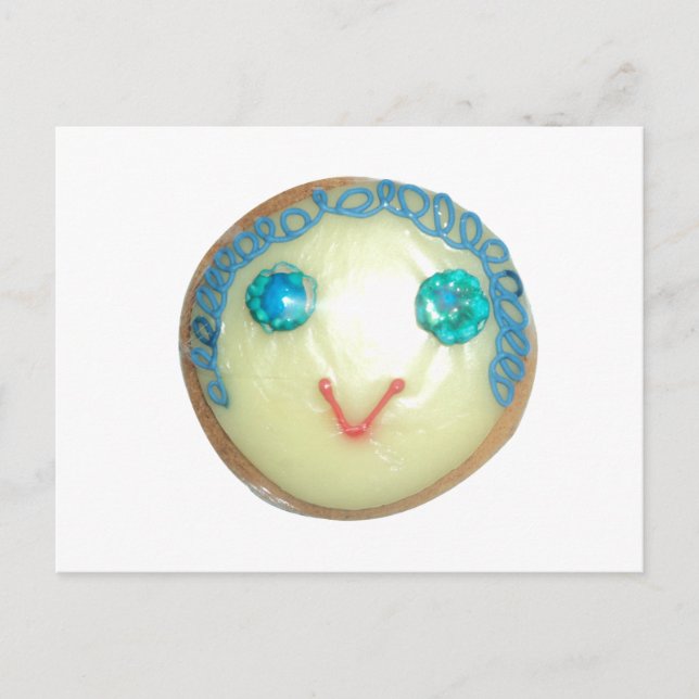 Cartão Postal Impressão/Gráfico de Cabelo Azul Emoji Art (Frente)