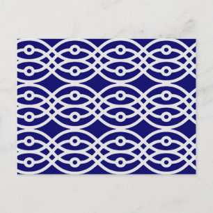 Cartão Postal Impressão Kimono, cinza prateada e azul marinho