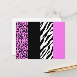 Cartão Postal Impressão Leopardo, Impressão Zebra, Impressão Ani