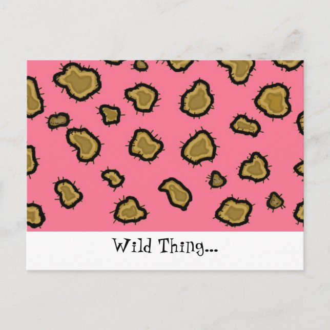 Cartão Postal Impressão Leopardo Rosa (Frente)