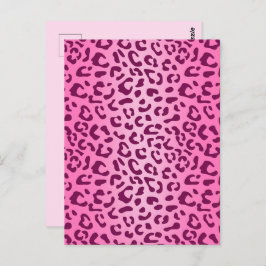 Cartão Postal Impressão Leopardo Rosa-na moda