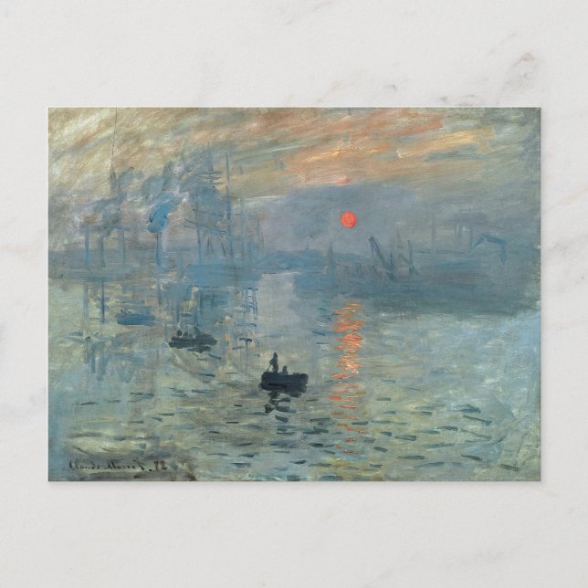Cartão Postal Impressão Monet Sunrise Pintura Levante Solo (Frente)