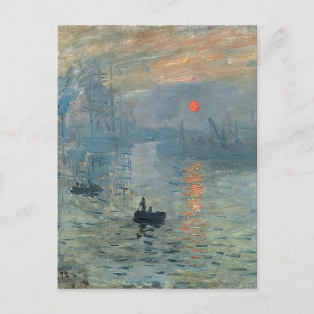 Cartão Postal Impressão Monet Sunrise Pintura Levante Solo (Frente)