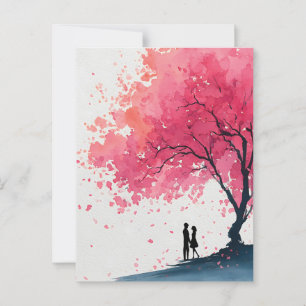 Cartão Postal Impressão por Aquarela Romântica de um Casal