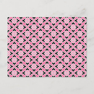 Cartão Postal Impressão quimono, cor-de-rosa, preto e branco