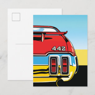 Cartão Postal Impressão Retro Pop Art de Asa Traseira de Muscle