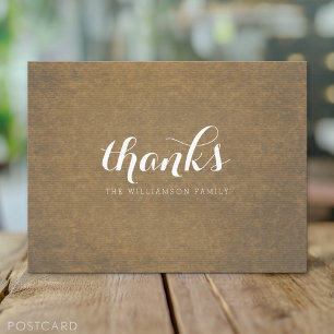 Cartão Postal Impressão Rustic Kraft - Obrigados - Família de