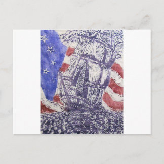 Cartão Postal impressão velho do woodcut do ironsides
