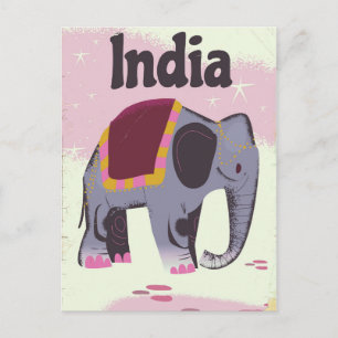 Cartão Postal Impressão viagens vintage de poster de Elefante I