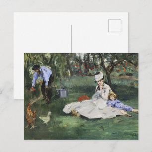 Cartão Postal Impressão Vintage Jardim Francês Família Monet Man