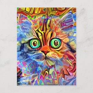 Cartão Postal Impressionante Retrato Repressor de Kitten Adoráv