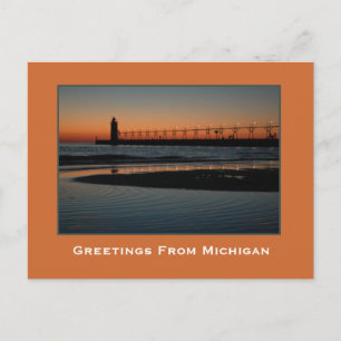 Cartão Postal Impressionante Sunset no Lago Michigan Postcard