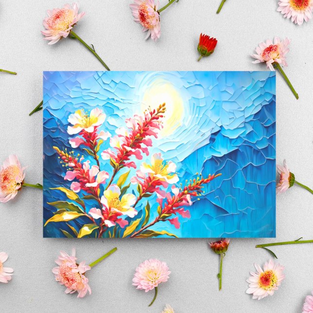 Cartão Postal Impressionismo de Flores de Murta Australianas Rom (Illuminate hearts with the beauty of Myrtle flowers, ideal for nature-loving romantics!)
