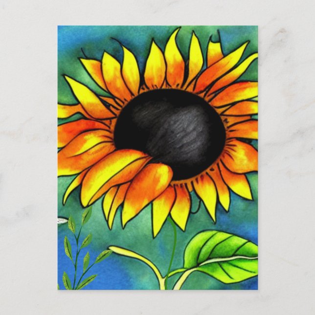 Cartão Postal Impressionismo Sunflower Crayon Moderno (Frente)
